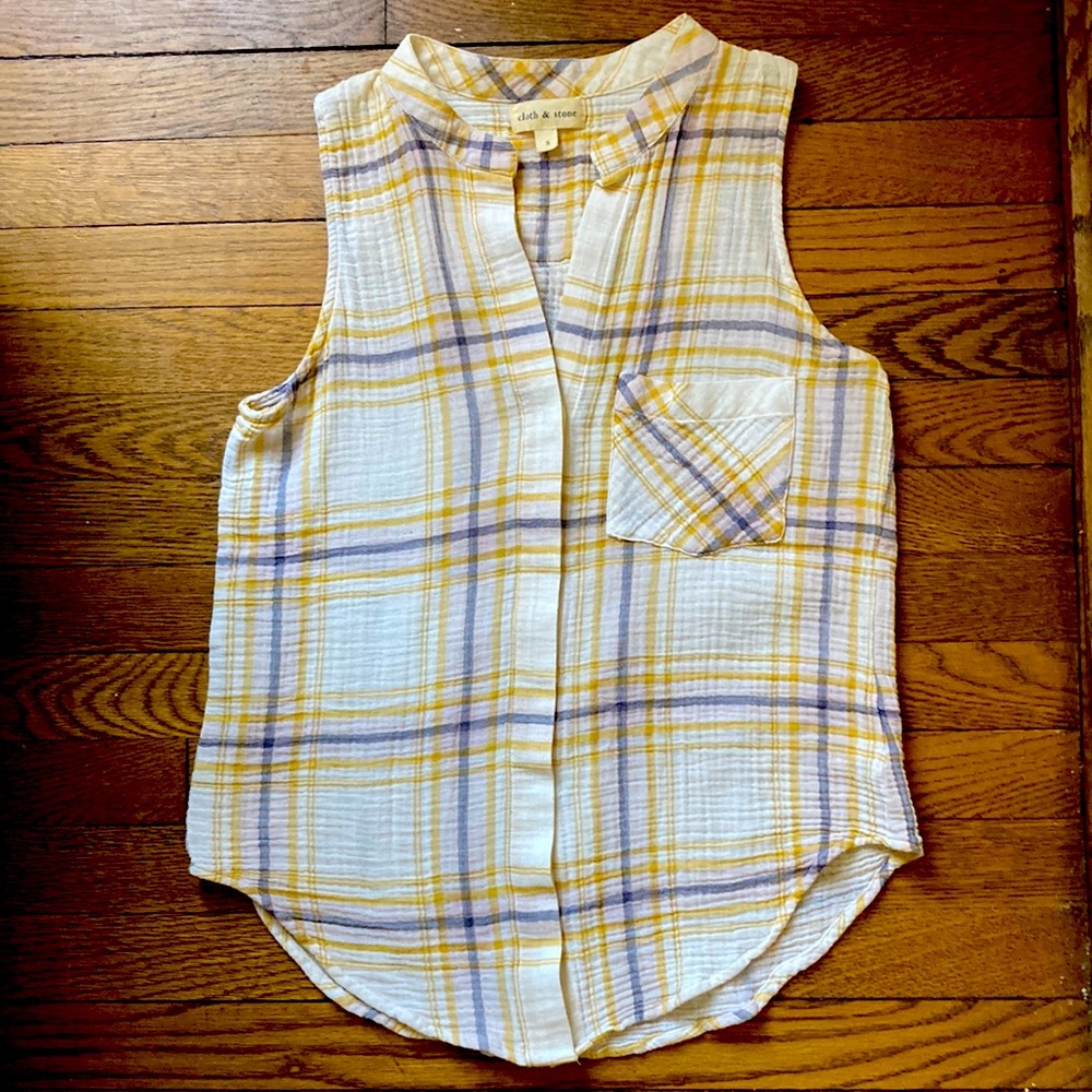 Cloth & Stone plaid sleeveless tank blouse S